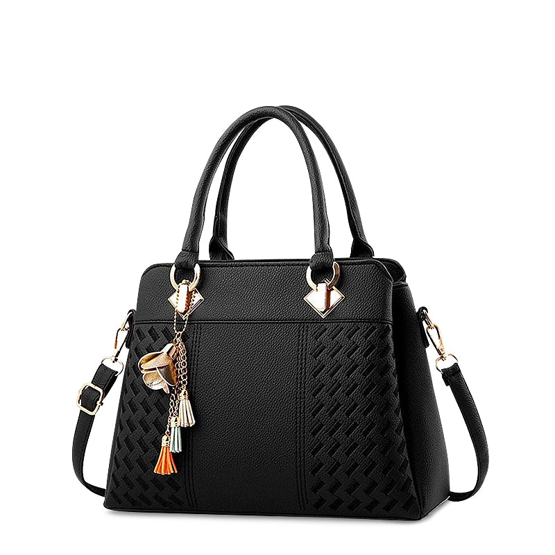 NOUVEAU RICHE Elegante Handtasche Aus Hochwertigem Veganem Leder Mit Weichem Innenfutter Und Goldfarbenen Metallakzenten Schwarz