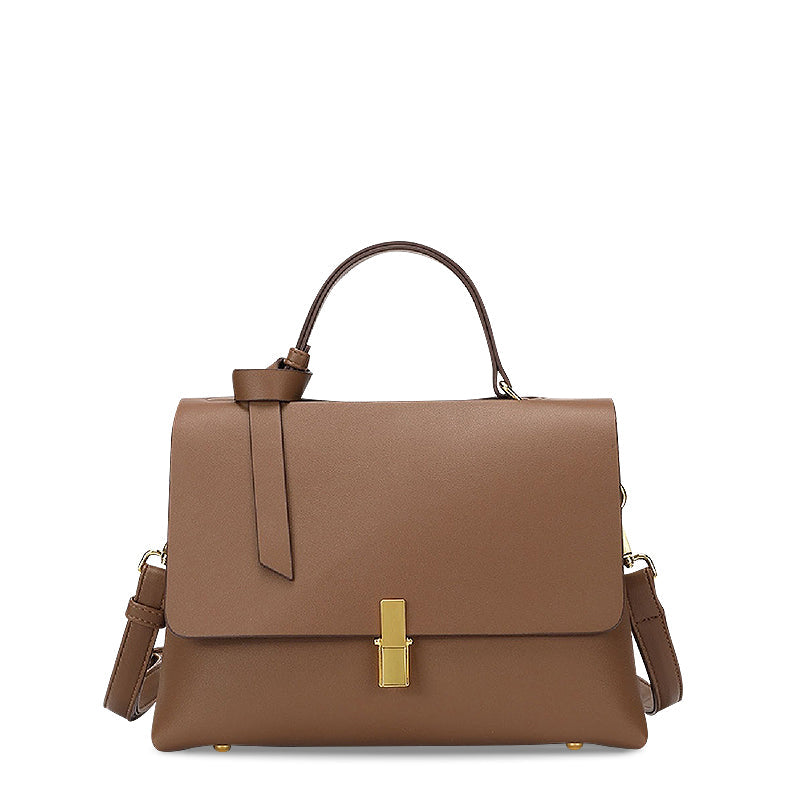 NOUVEAU RICHE Edle Handtasche Aus Hochwertigem Veganem Leder Mit Goldfarbenen Metallelementen Ideal Für Jeden Anlass Braun