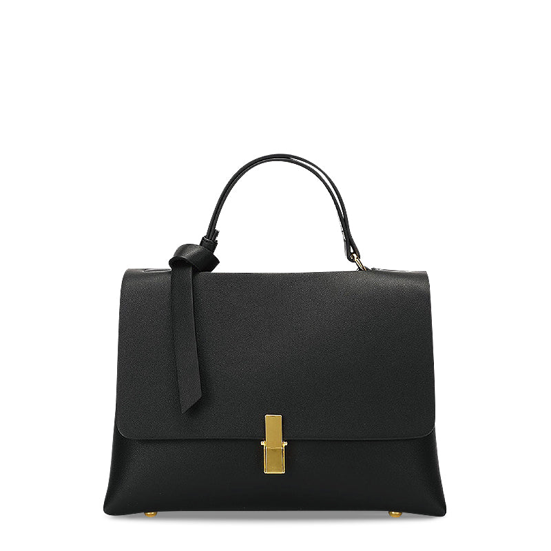 NOUVEAU RICHE Edle Handtasche Aus Hochwertigem Veganem Leder Mit Goldfarbenen Metallelementen Ideal Für Jeden Anlass Schwarz