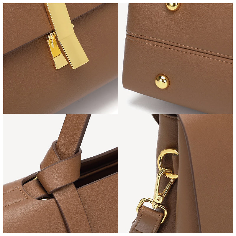 NOUVEAU RICHE Edle Handtasche Aus Hochwertigem Veganem Leder Mit Goldfarbenen Metallelementen Ideal Für Jeden Anlass