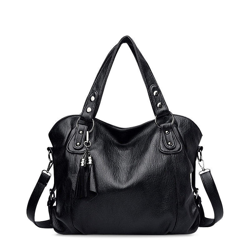 NOUVEAU RICHE Schwarze Veganleder Einkaufstasche Mit Weichem Innenfutter Stilvolle Und Funktionale Handtasche Für Jedes Outfit Schwarz