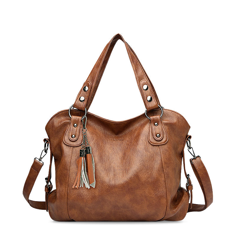 NOUVEAU RICHE Schwarze Veganleder Einkaufstasche Mit Weichem Innenfutter Stilvolle Und Funktionale Handtasche Für Jedes Outfit Braun