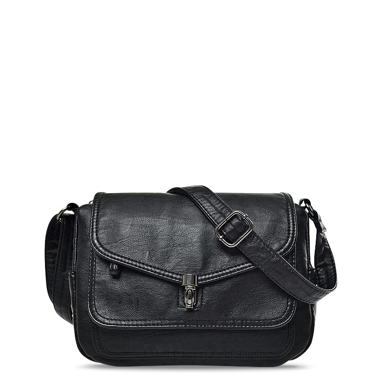 NOUVEAU RICHE Kreuzbody Tasche Aus Hochwertigem Veganem Leder Mit Weichem Innenfutter Und Schwarzer Hardware Retro-Schwarz