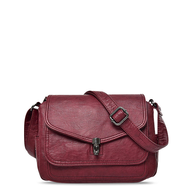 NOUVEAU RICHE Kreuzbody Tasche Aus Hochwertigem Veganem Leder Mit Weichem Innenfutter Und Schwarzer Hardware Retro Burgunderrot