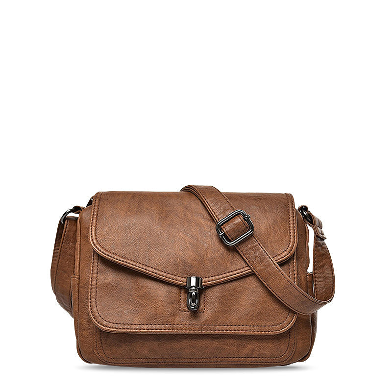 NOUVEAU RICHE Kreuzbody Tasche Aus Hochwertigem Veganem Leder Mit Weichem Innenfutter Und Schwarzer Hardware Retro Braun | 2 noch auf Lager