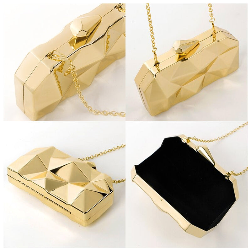 NOUVEAU RICHE Vegan Leder Clutch Tasche Mit Goldfarbenen Metallteilen Und Weichem Innenfutter In 17 Zentimeter Breite Und 10 Zentimeter Höhe