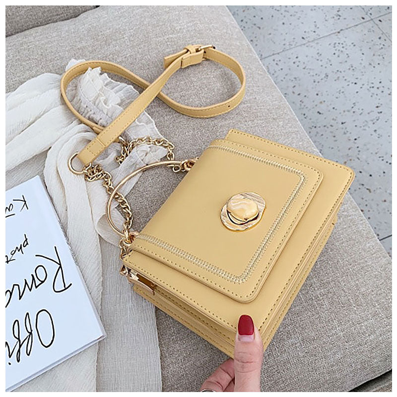 NOUVEAU RICHE Elegante Handtasche Aus Hochwertigem Veganem Leder Mit Weichem Innenfutter Und Goldfarbenen Metallteilen Gelb