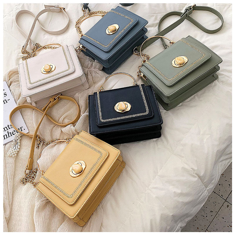 NOUVEAU RICHE Elegante Handtasche Aus Hochwertigem Veganem Leder Mit Weichem Innenfutter Und Goldfarbenen Metallteilen