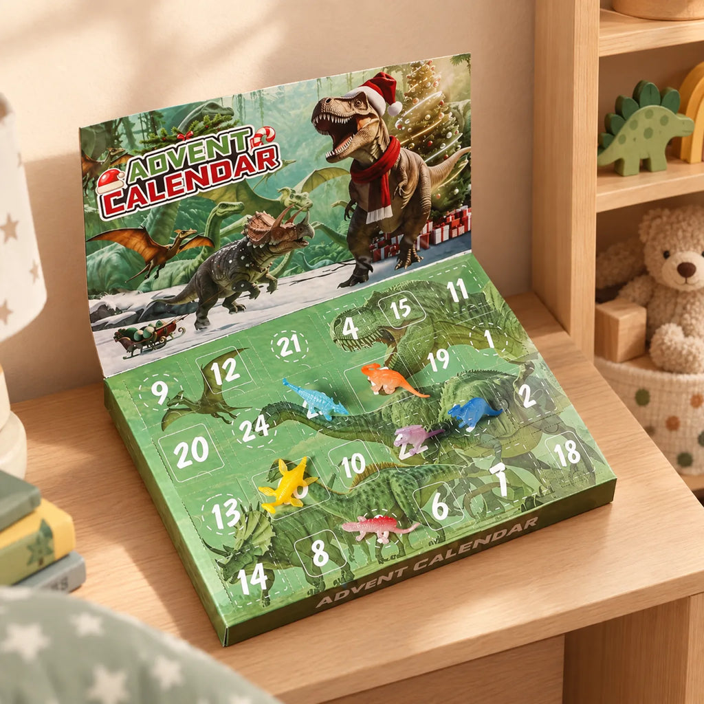 Adventskalender für Kinder mit Dinosaurier-Motiv