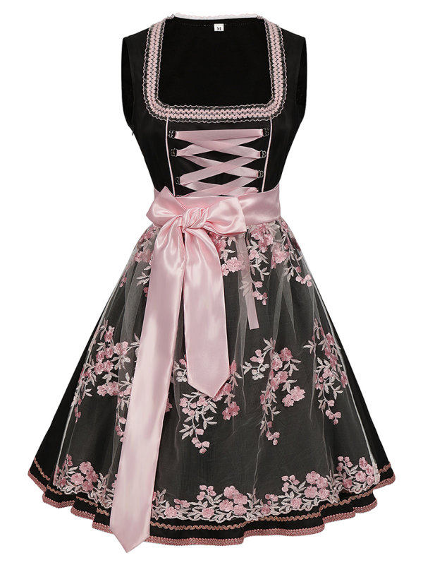 NOUVEAU RICHE Dirndl Mit Floralem Design Für Oktoberfest Trachtenanlässe Schwarz