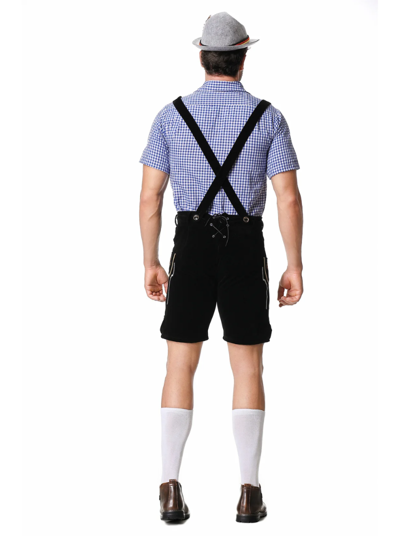Herren Oktoberfest Lederhosen-Kostüm – Trachten Set mit Hemd, Hosenträgern & Kniebundhose, M–XXL