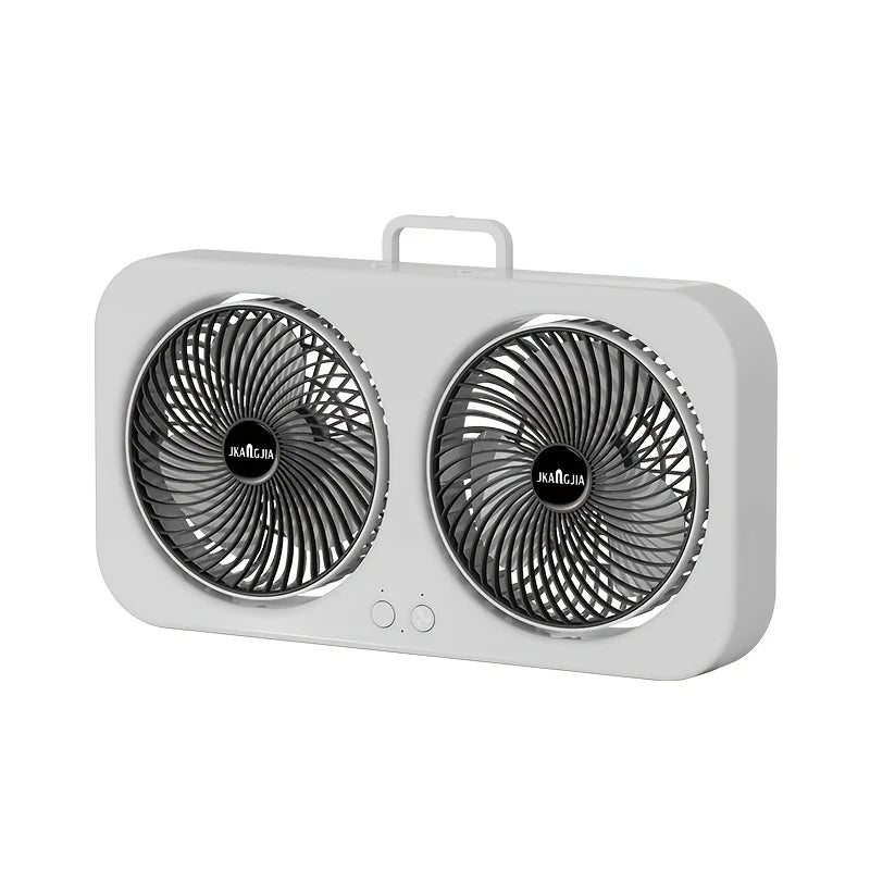 Doppelkopf-USB-Ventilator – 360°-Drehung dank zweier Motoren, starker und leiser Luftstrom, wiederaufladbar über USB-C für Zuhause und draußen 1
