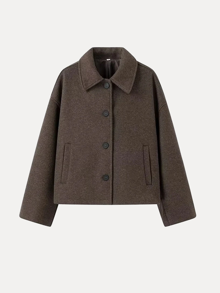 NOUVEAU RICHE Doppelseitige Wollmischjacke für Zeitlose Eleganz und Wärme als Must-Have für Ihre Garderobe Dunkelkaffee