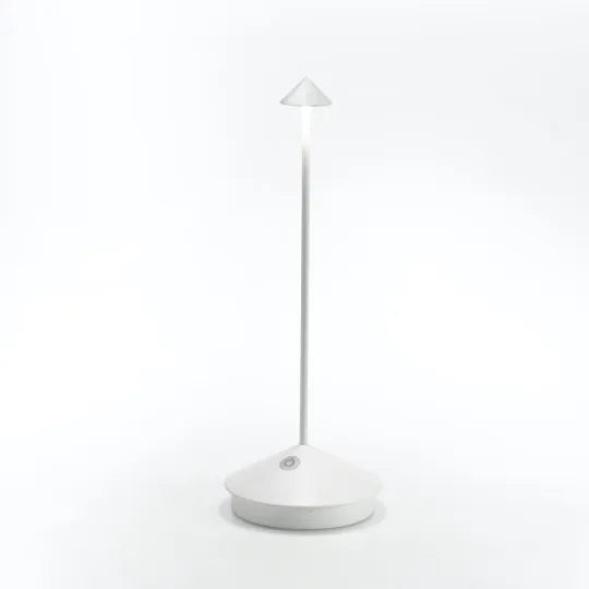 NOUVEAU RICHE Kabellose LED-Tischlampe – Akku Tischlampe Dimmbar für Esstisch, Nachttisch & Terrasse, Aluminium, Wasserabweisend – ModernLumin Weiss