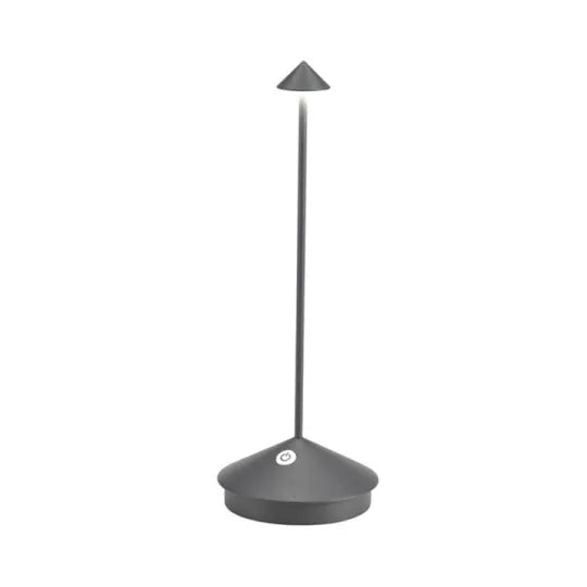 NOUVEAU RICHE Kabellose LED-Tischlampe – Akku Tischlampe Dimmbar für Esstisch, Nachttisch & Terrasse, Aluminium, Wasserabweisend – ModernLumin Grau