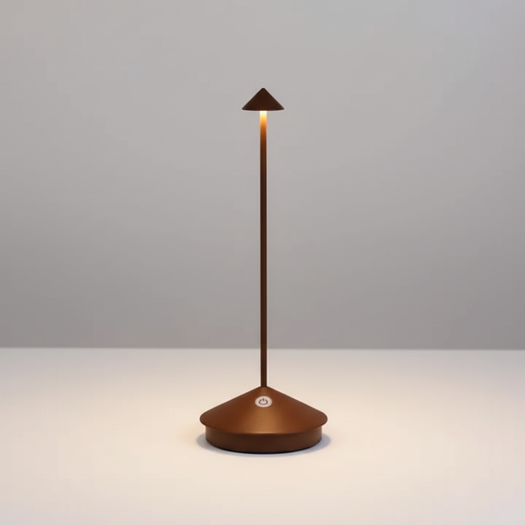 NOUVEAU RICHE Kabellose LED-Tischlampe – Akku Tischlampe Dimmbar für Esstisch, Nachttisch & Terrasse, Aluminium, Wasserabweisend – ModernLumin Braun