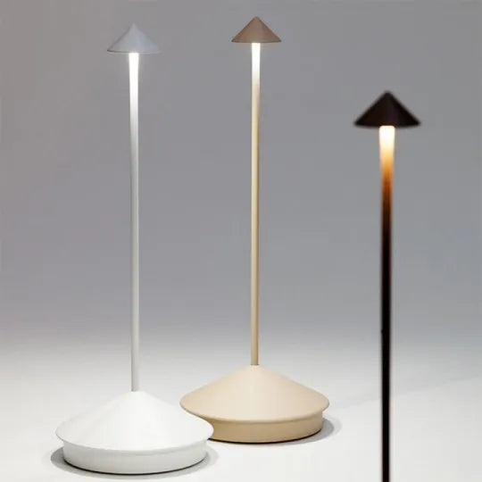 NOUVEAU RICHE Kabellose LED-Tischlampe – Akku Tischlampe Dimmbar für Esstisch, Nachttisch & Terrasse, Aluminium, Wasserabweisend – ModernLumin