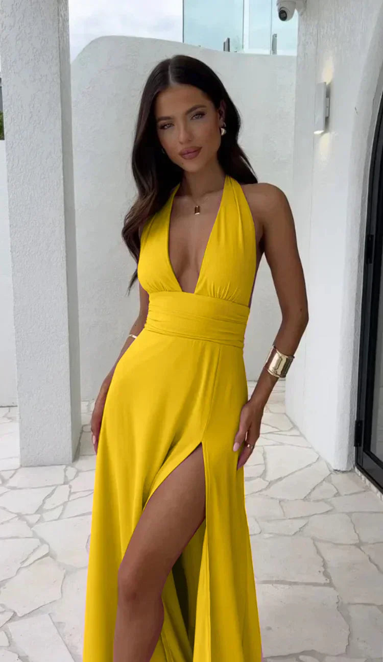 NOUVEAU RICHE Dramatisches Abendkleid Mit Tiefem Ausschnitt Und Schlitz