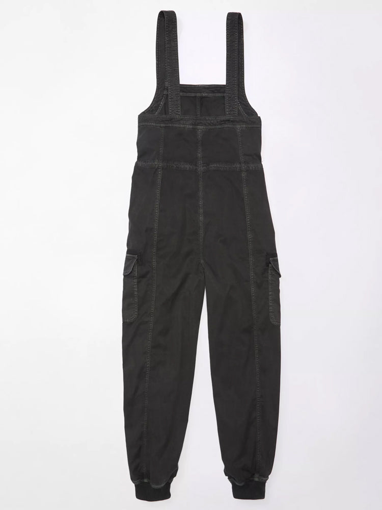 NOUVEAU RICHE Drapierter Baggy-Cargo-Overall für Damen mit Quadratischem Hals und Cargotaschen aus 100 Prozent Baumwolle im Vintage-Stil