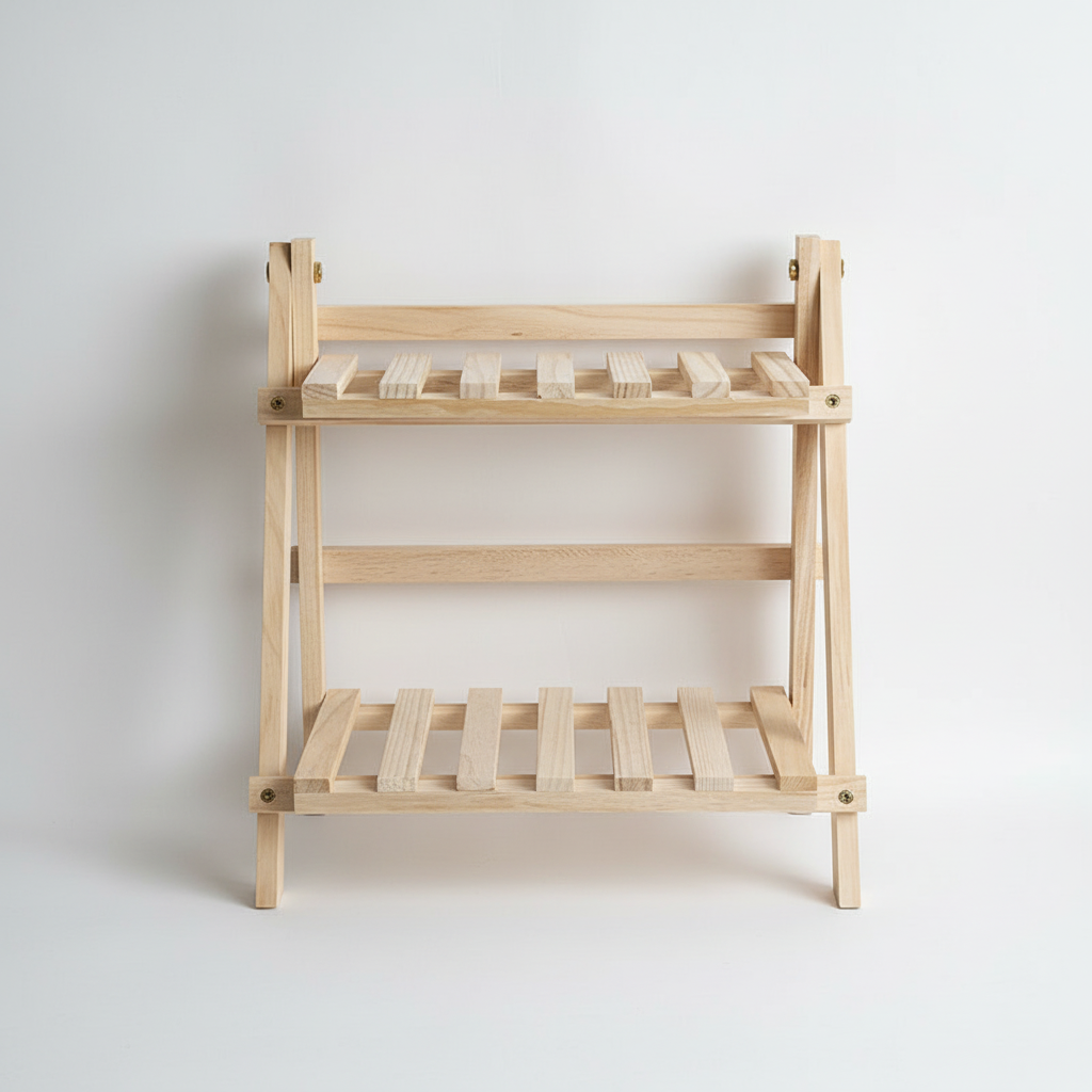 NOUVEAU RICHE Schreibtisch-Organizer aus Holz – Tischregal mit 2 Ablagen für Bücher, Kosmetik & Büromaterial, Weiss oder Holz – ClutterBuster