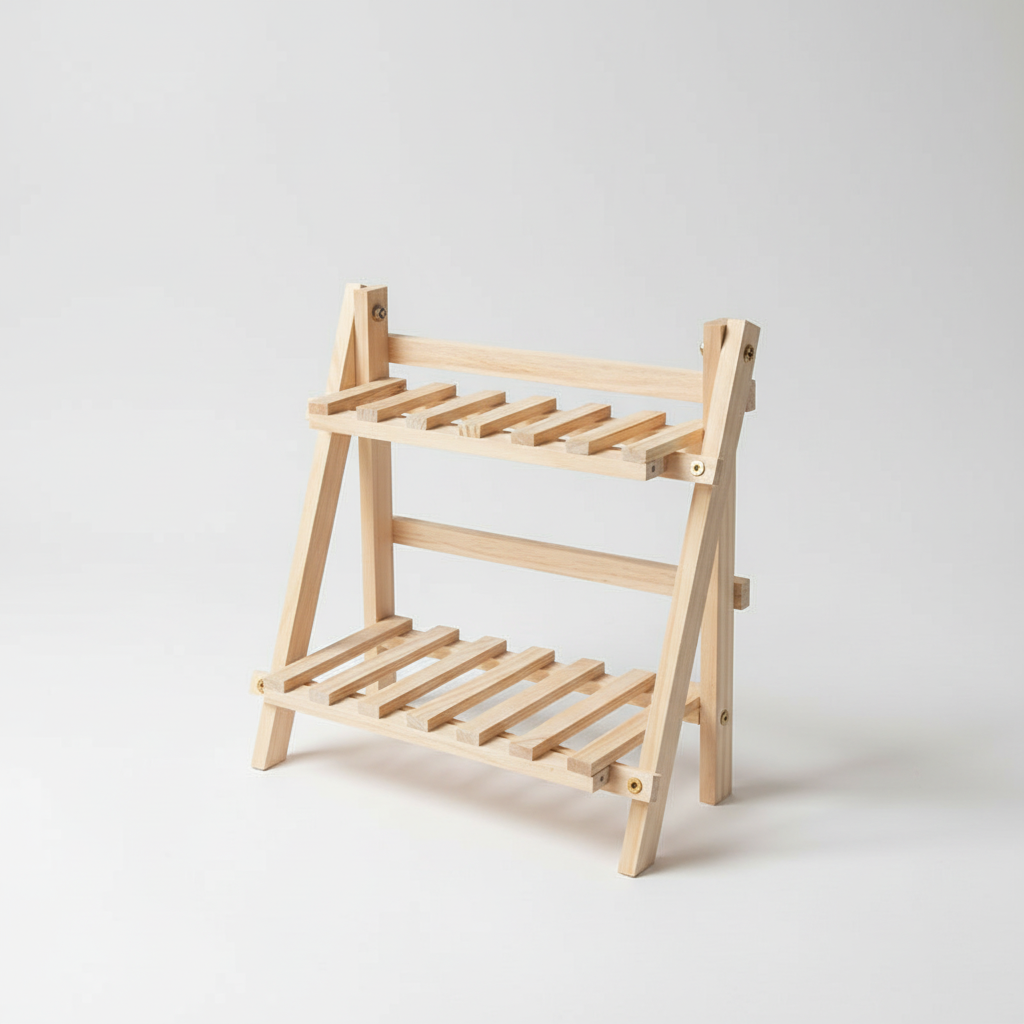 NOUVEAU RICHE Schreibtisch-Organizer aus Holz – Tischregal mit 2 Ablagen für Bücher, Kosmetik & Büromaterial, Weiss oder Holz – ClutterBuster Holzfarbe