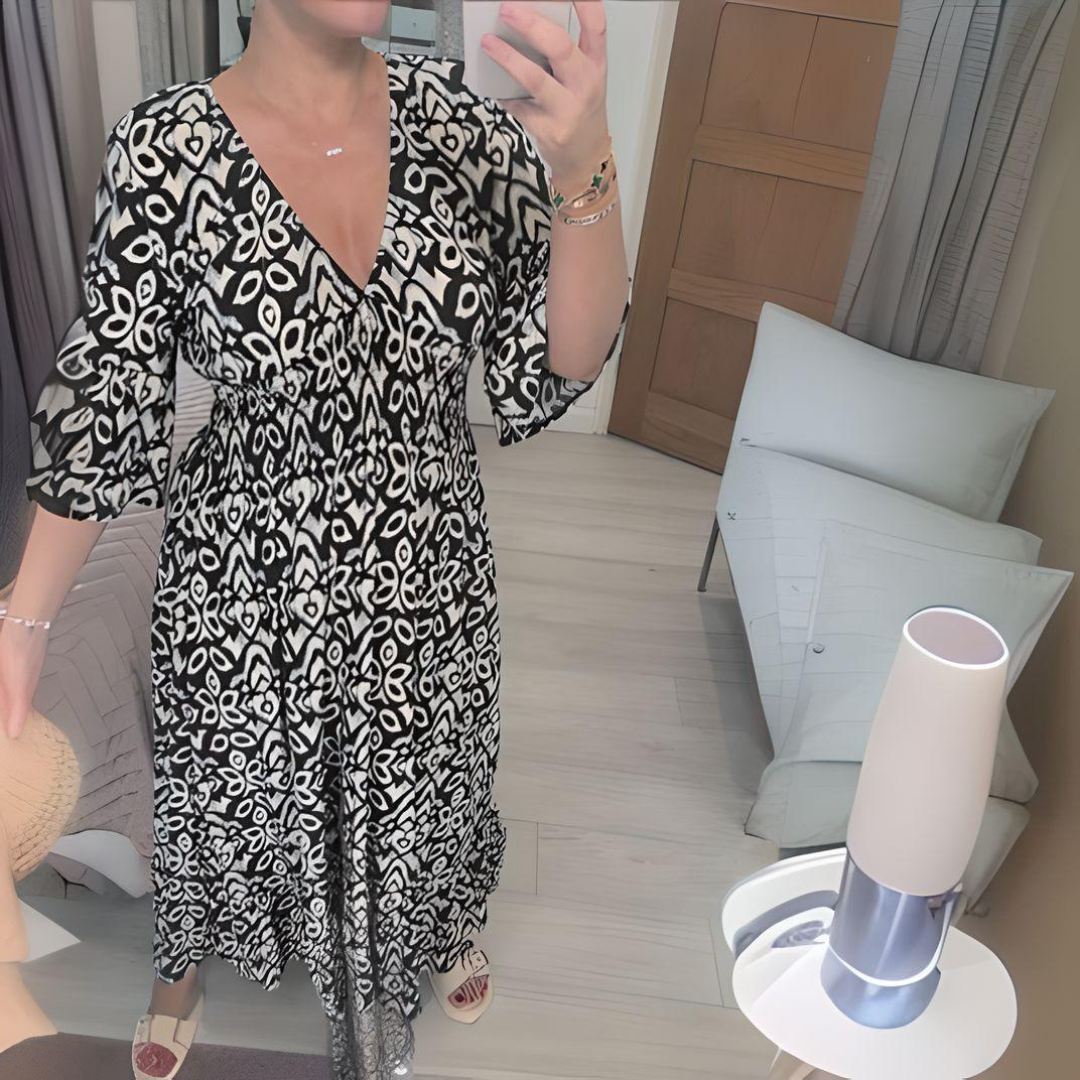 NOUVEAU RICHE Sophé | Damen Maxikleid – Verspielter Bohème-Stil Schwarz