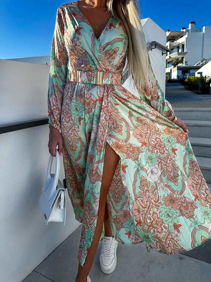 NOUVEAU RICHE Rogue | Elegantes Boho-Maxikleid Hellgrün