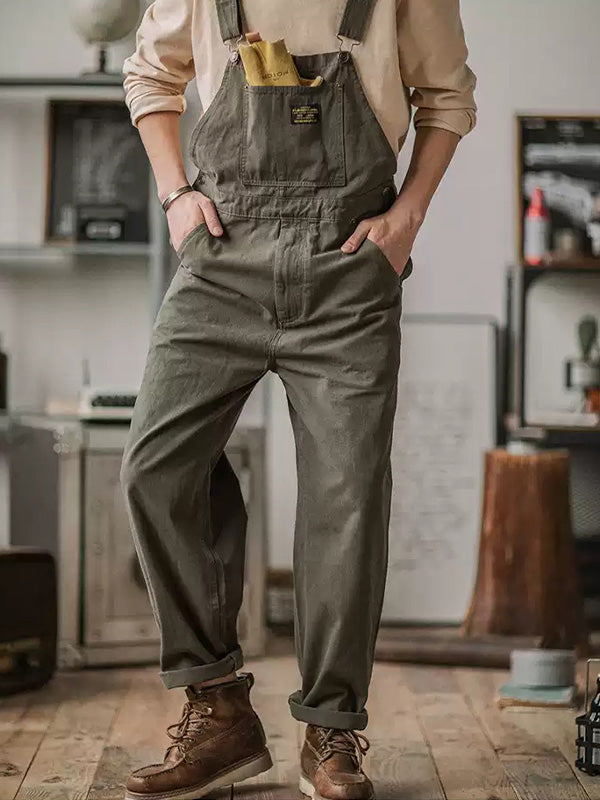 NOUVEAU RICHE Enten Chore Overalls Aus Hochwertigem Canvas Material Für Frühling Sommer Und Herbst Mit Elastischen Hosenträgern Schmale Passform Und Gerade Silhouette 100 Prozent Baumwolle Rustikal Und Robust Armeegrün