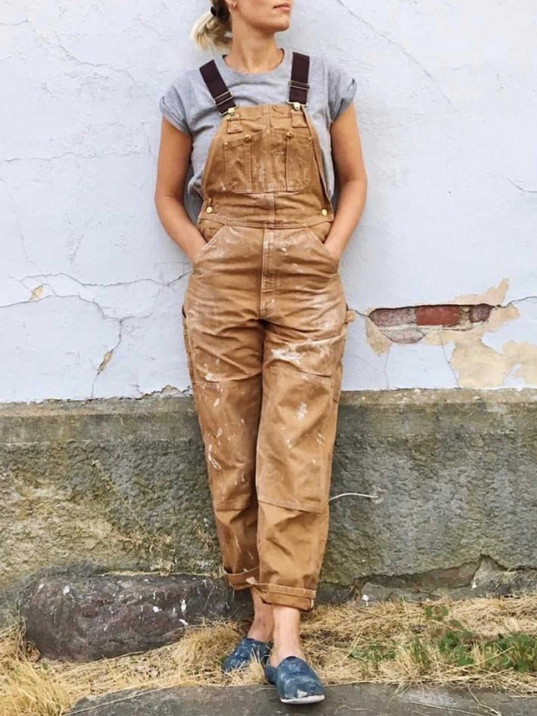 NOUVEAU RICHE Vintage Duck Latzhose Aus Strapazierfähigem Canvas Für Herren Mit Verstellbaren Trägern Und Praktischen Taschen