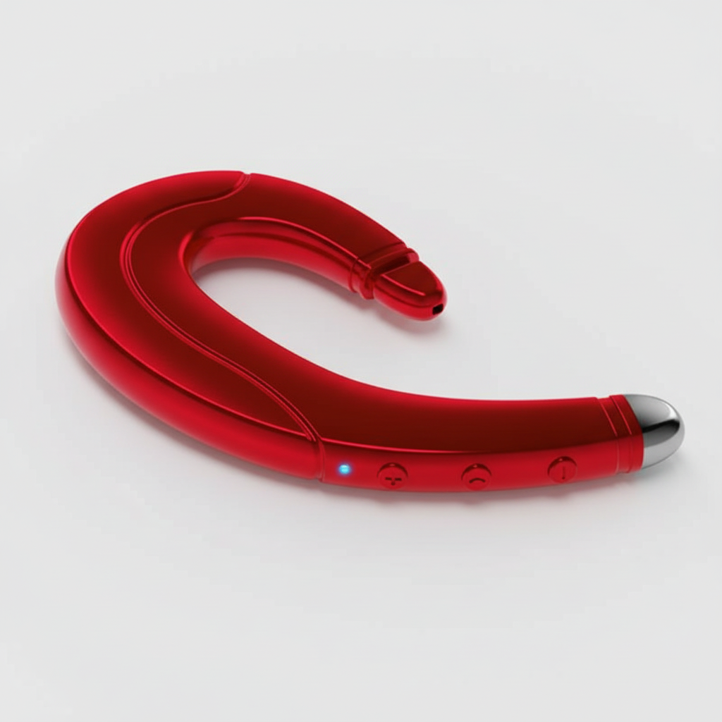 NOUVEAU RICHE Klang durch Knochenschall – Open-Ear Knochenschall Kopfhörer für Laufen & Velo, kabelloses Sport Headset – Boneacoustic Rot