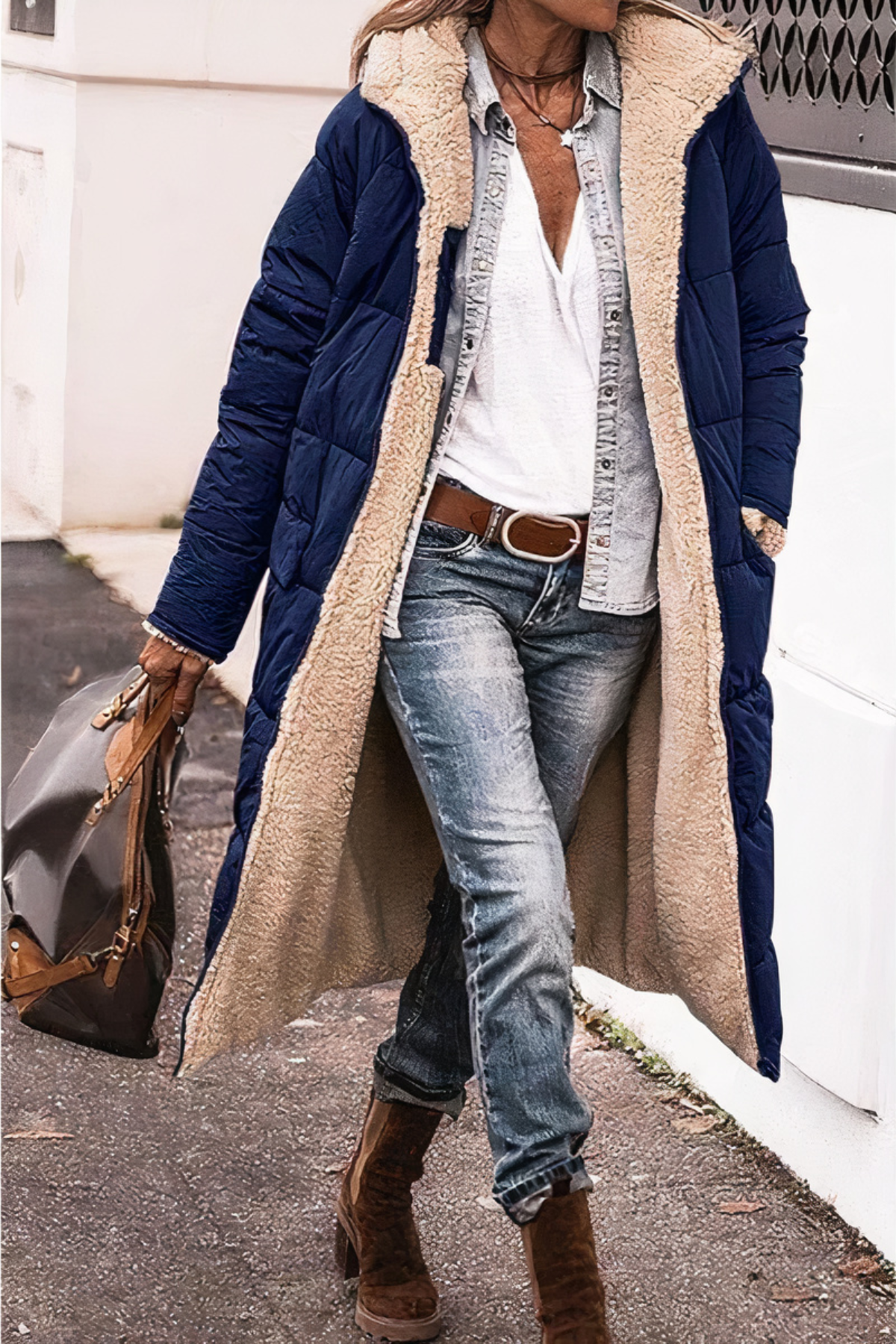 NOUVEAU RICHE Fleecegefütterter Damen Parka-Mantel in Dunkelblau für ultimativen Komfort und Wärme im Winter Marineblau