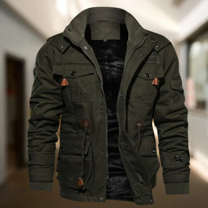 NOUVEAU RICHE Herren Jacke mit weichem Futter für Alltag und Stadt Dunkelgrün