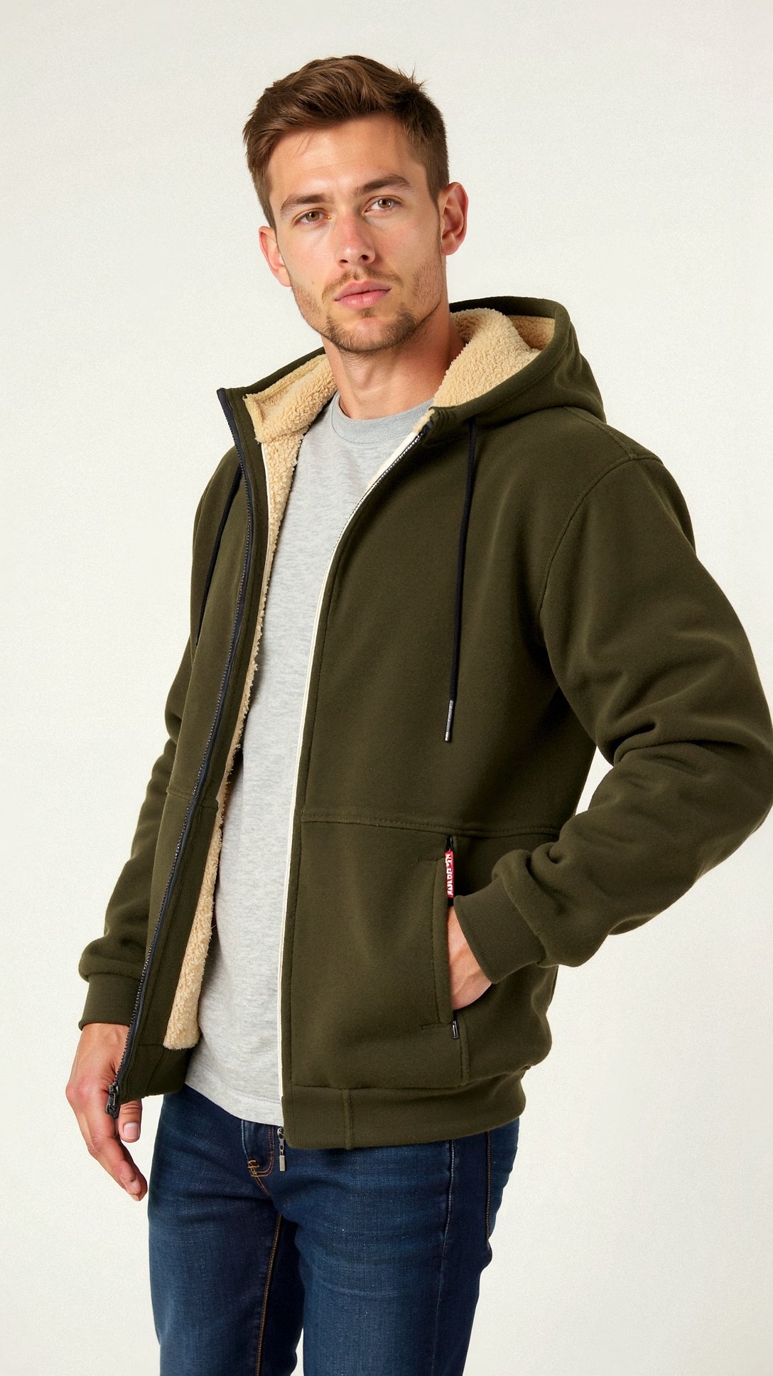 NOUVEAU RICHE Kristoffer | Herre Weiche und Warme Jacke - Gemütliche Fleecejacke & Gefütterte Winterjacke