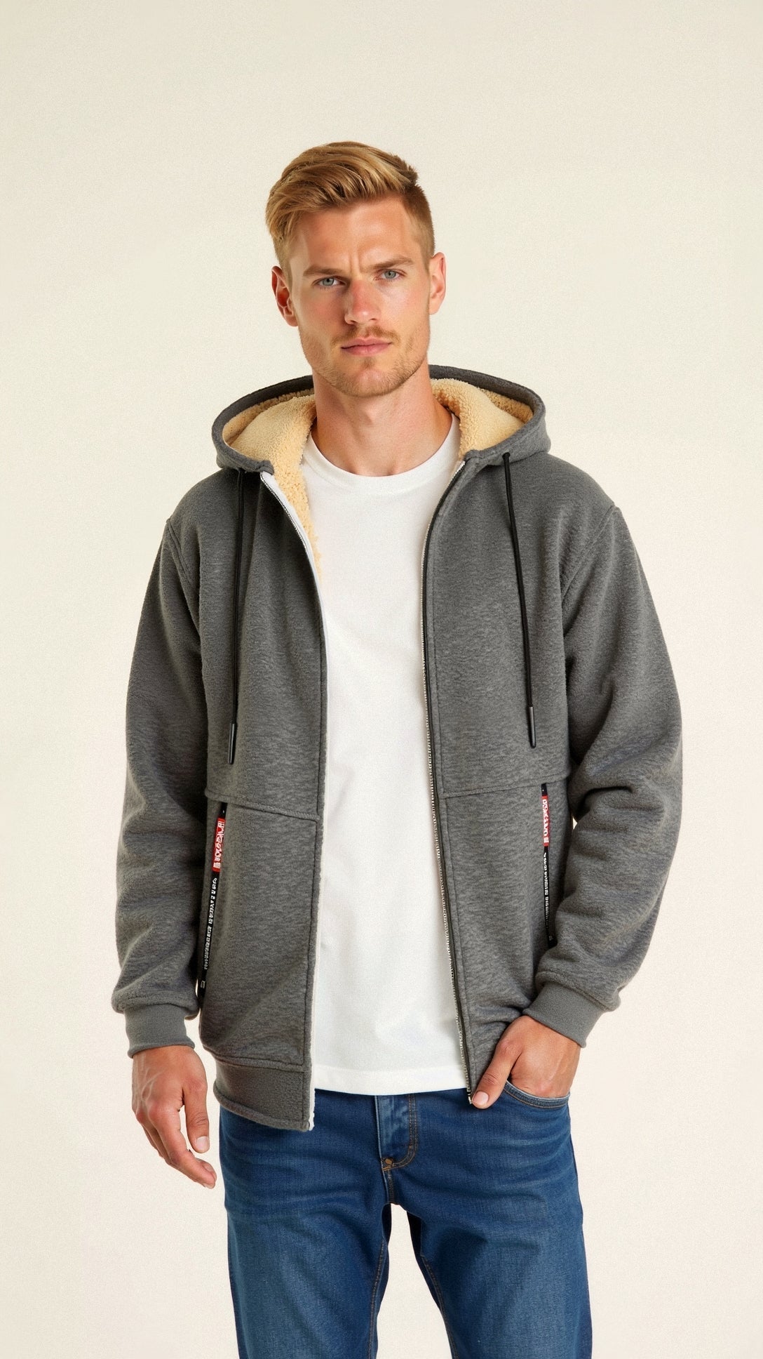 NOUVEAU RICHE Kristoffer | Herre Weiche und Warme Jacke - Gemütliche Fleecejacke & Gefütterte Winterjacke