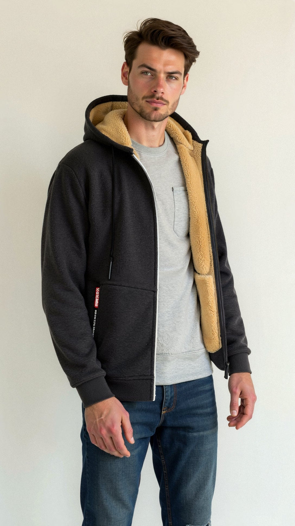 NOUVEAU RICHE Kristoffer | Herre Weiche und Warme Jacke - Gemütliche Fleecejacke & Gefütterte Winterjacke