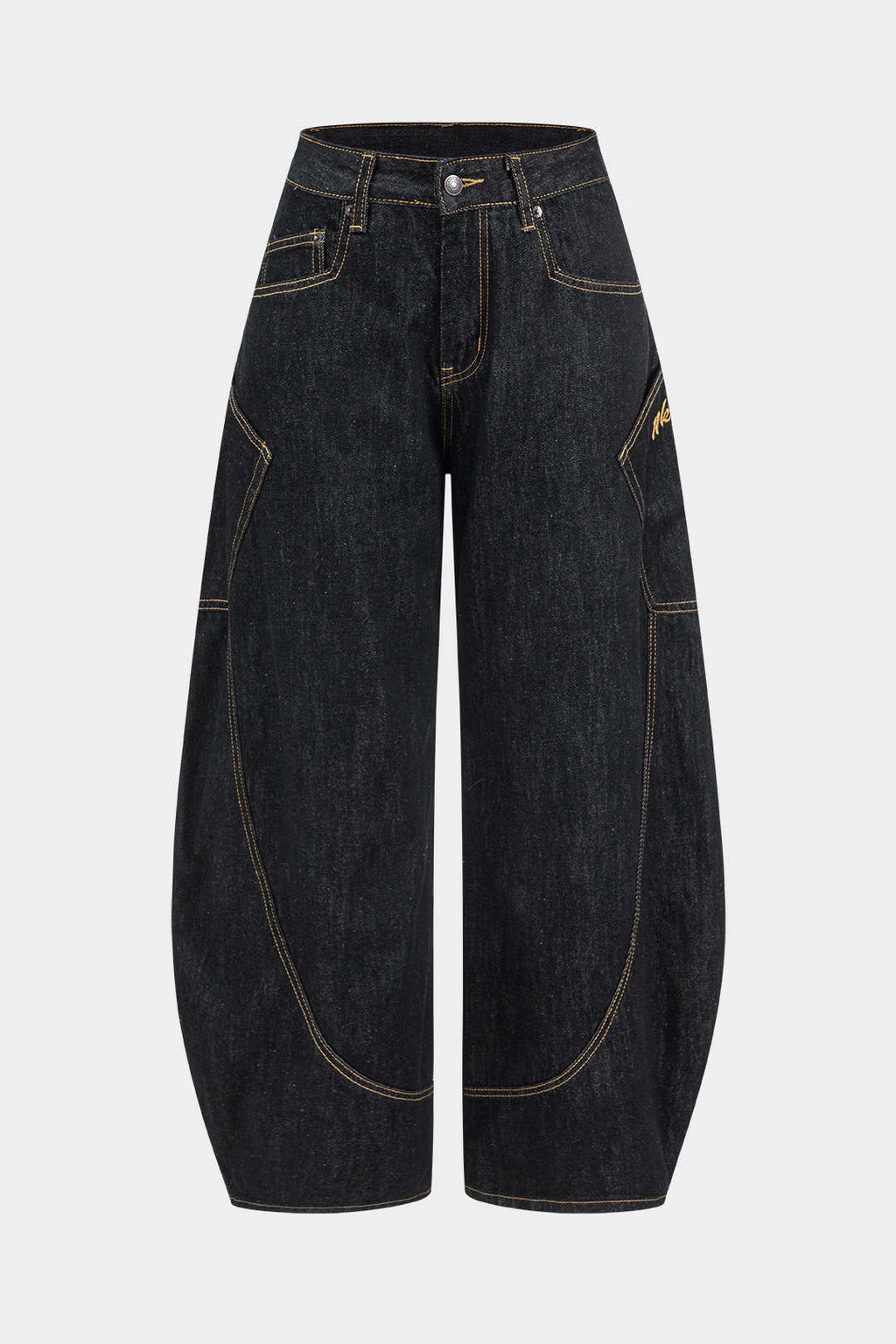 NOUVEAU RICHE Einfarbig Vintage Jeans Mit Verwaschenem Weiten Bein SCHWARZ