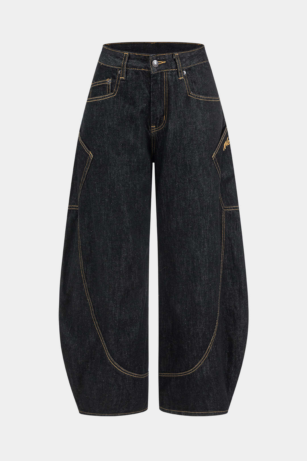 NOUVEAU RICHE Einfarbig Vintage Jeans Mit Verwaschenem Weiten Bein SCHWARZ
