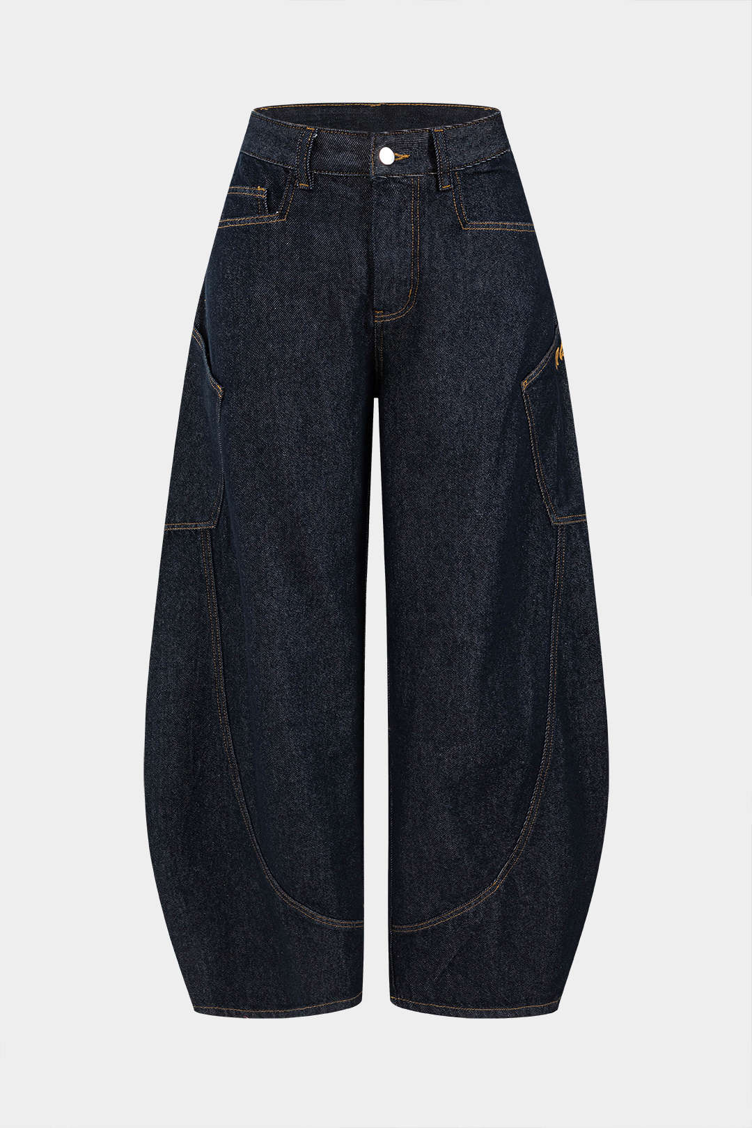 NOUVEAU RICHE Einfarbig Vintage Jeans Mit Verwaschenem Weiten Bein Marineblau