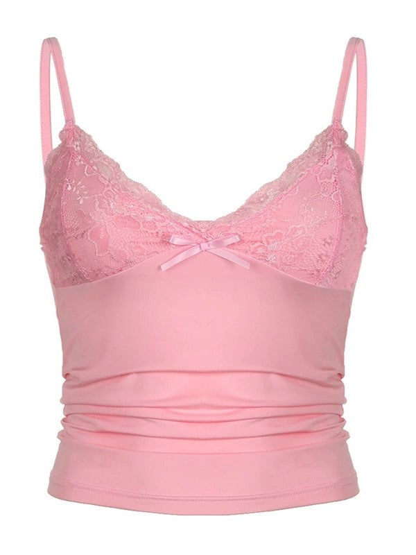 NOUVEAU RICHE Einfarbiges Camisole Top Mit Blumenmuster Und Spitzenspleiß