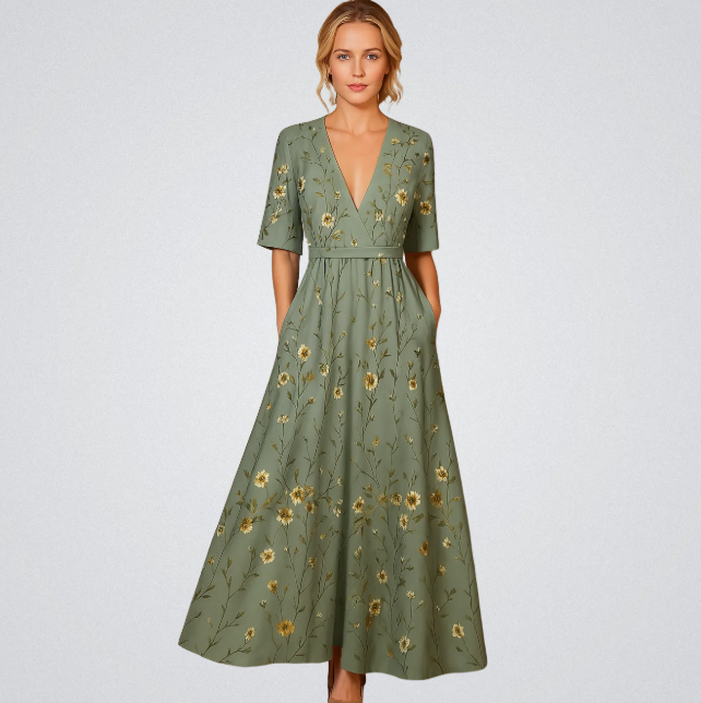 NOUVEAU RICHE Merch | Damen-Wickelkleid – Blumendetails & femininer Sitz