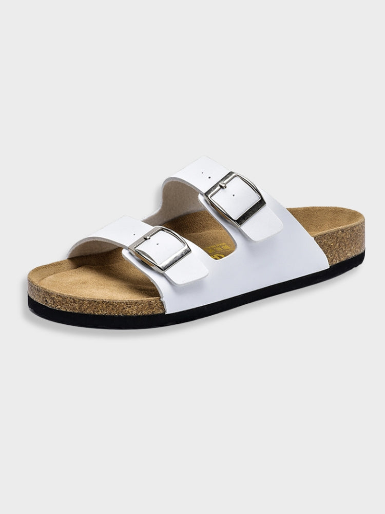 NOUVEAU RICHE Elegante Arizona Stil Herren Hausschuhe Riemen Komfort Weiß