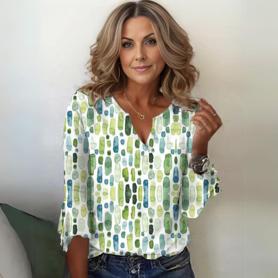NOUVEAU RICHE Elegante Bluse Mit Geometrischen Mustern Locker Fallend