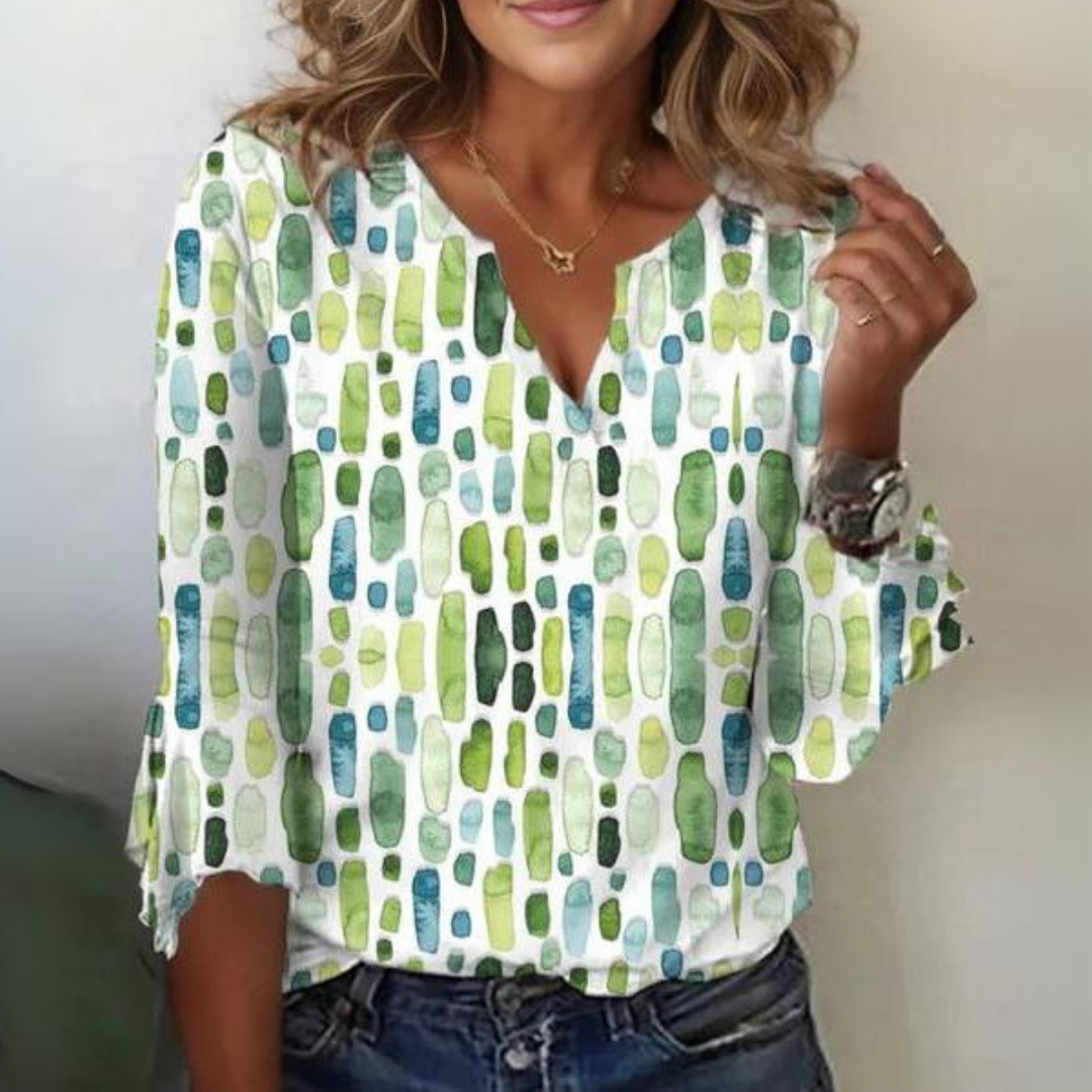 NOUVEAU RICHE Elegante Bluse Mit Geometrischen Mustern Locker Fallend