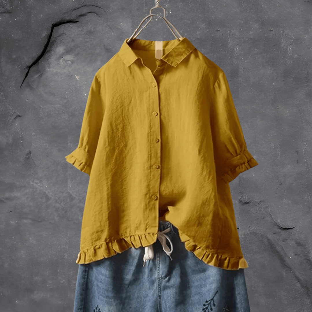 NOUVEAU RICHE Elegante Damenbluse Leicht Fallend Mit Edlem Look Anlass Senf
