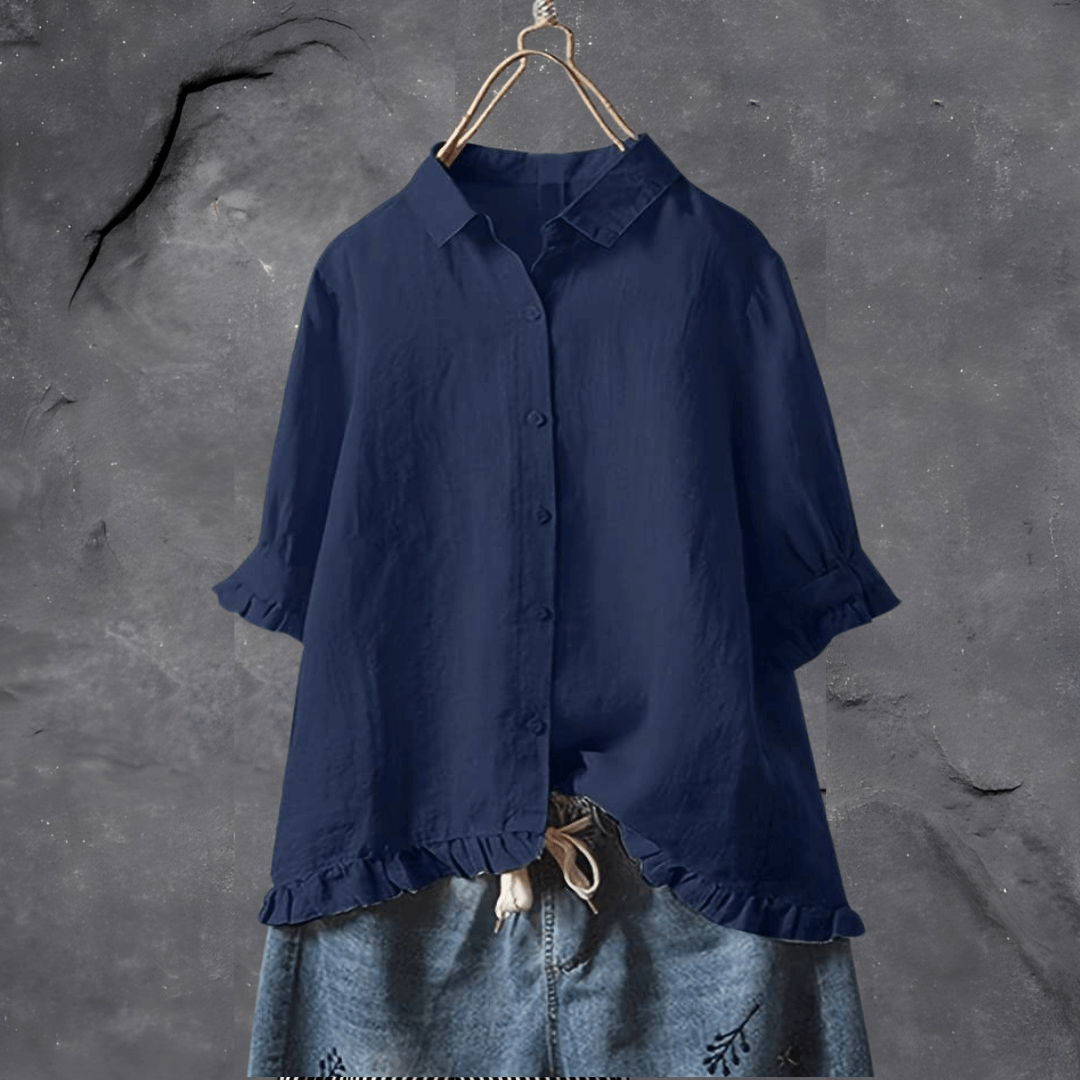 NOUVEAU RICHE Elegante Damenbluse Leicht Fallend Mit Edlem Look Anlass Marineblau