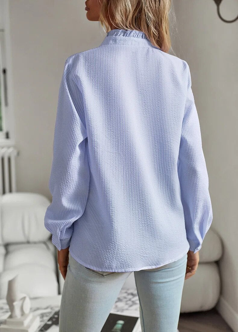 NOUVEAU RICHE Elegante Damenbluse Mit Streifen Langarm Büro Outfit
