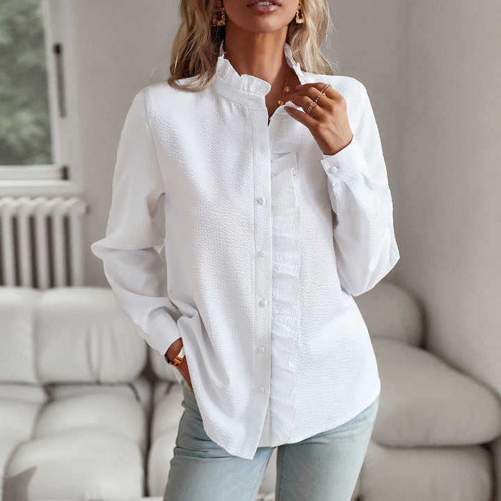 NOUVEAU RICHE Elegante Damenbluse Mit Streifen Langarm Büro Outfit Weiß