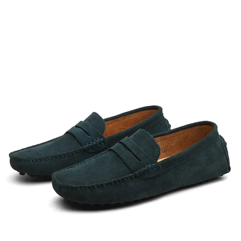 NOUVEAU RICHE Elegante Herren Slipper Aus Leder Mit Komfort Und Stil Grün