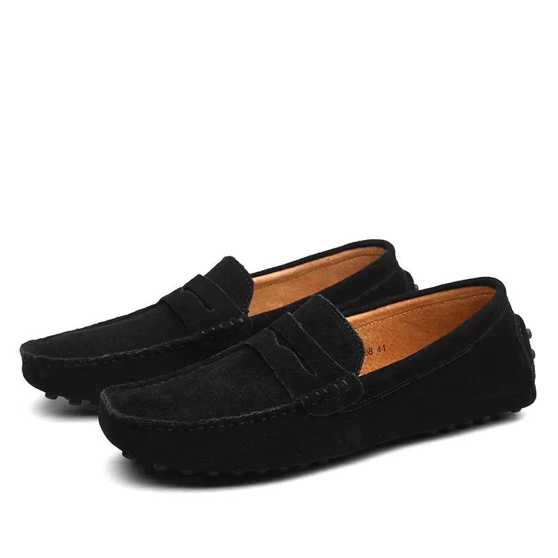 NOUVEAU RICHE Elegante Herren Slipper Aus Leder Mit Komfort Und Stil Schwarz