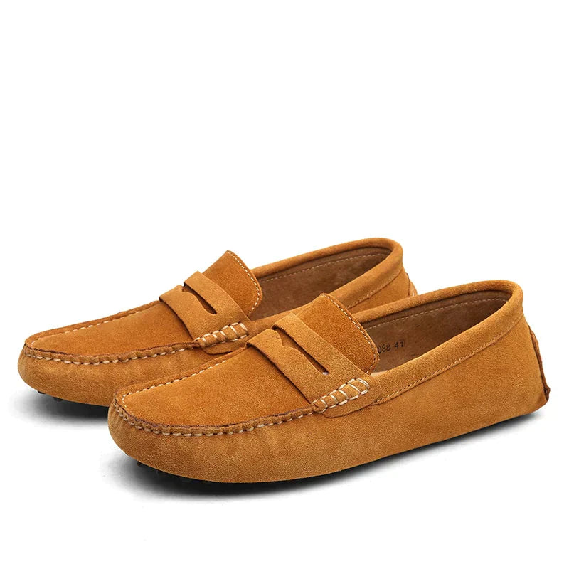 NOUVEAU RICHE Elegante Herren Slipper Aus Leder Mit Komfort Und Stil Hellbraun
